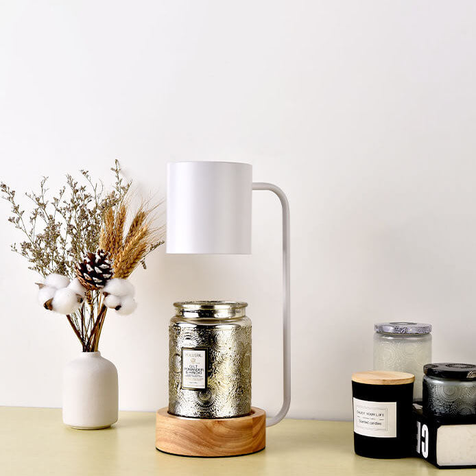 Japanese Candle Warmer Lamp, Wooden Base Dimmable Wax Melter, White or Black