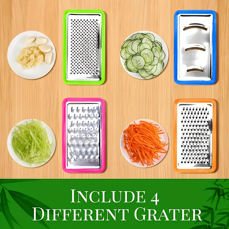 Bamboo Cutting Board with Trays & Graters, Multifunctional Kitchen Prep Station