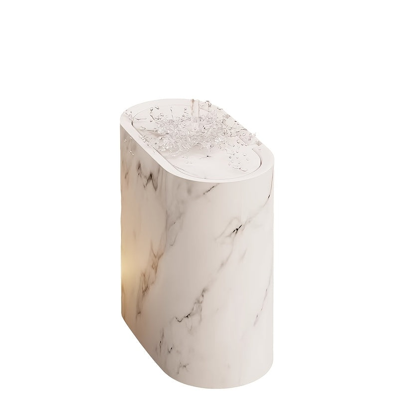 Marble Pattern Trash Can with Lid, Slim Bathroom & Kitchen Bin, 3 Finishes