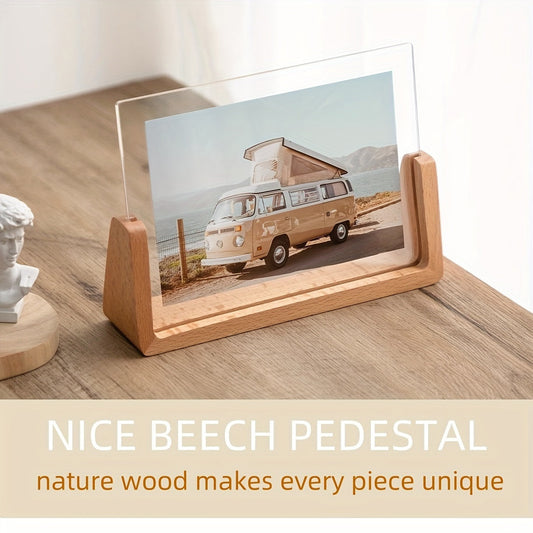 Acrylic & Wood Photo Frame, Modern Minimalist Desk Picture Display