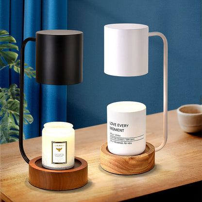 Japanese Candle Warmer Lamp, Wooden Base Dimmable Wax Melter, White or Black