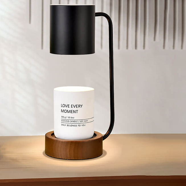 Japanese Candle Warmer Lamp, Wooden Base Dimmable Wax Melter, White or Black