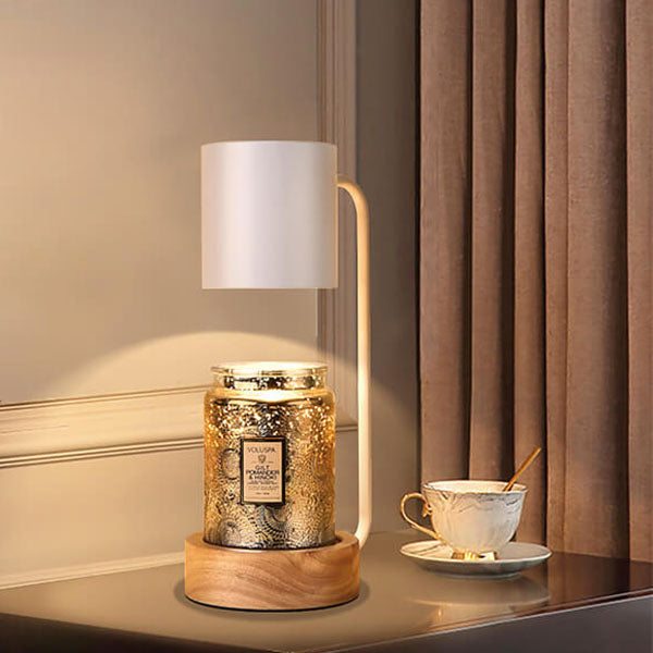Japanese Candle Warmer Lamp, Wooden Base Dimmable Wax Melter, White or Black