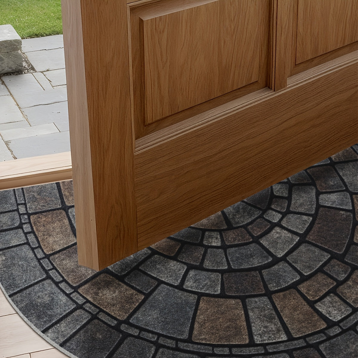 Half-Circle Mosaic Doormat, Non-Slip Indoor & Outdoor Entrance Mat, 45x75 60x90cm