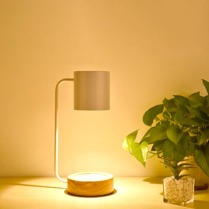 Japanese Candle Warmer Lamp, Wooden Base Dimmable Wax Melter, White or Black