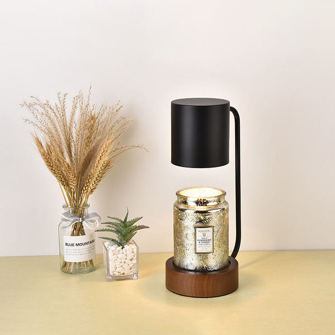 Japanese Candle Warmer Lamp, Wooden Base Dimmable Wax Melter, White or Black