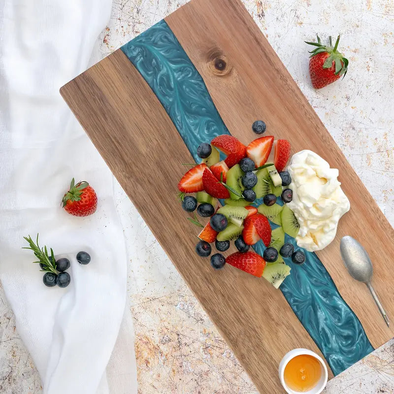 Resin River Cutting Board, Acacia Wood Charcuterie & Cheese Serving Board