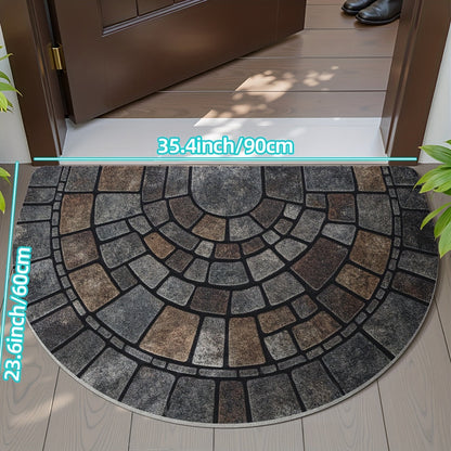 Half-Circle Mosaic Doormat, Non-Slip Indoor & Outdoor Entrance Mat, 45x75 60x90cm