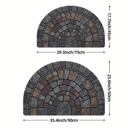 Half-Circle Mosaic Doormat, Non-Slip Indoor & Outdoor Entrance Mat, 45x75 60x90cm