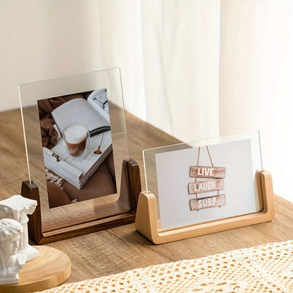 Acrylic & Wood Photo Frame, Modern Minimalist Desk Picture Display