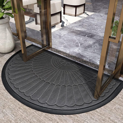 Semi-Circular Rubber Door Mat, Non-Slip Washable Entryway Mat, 50x80 60x90cm