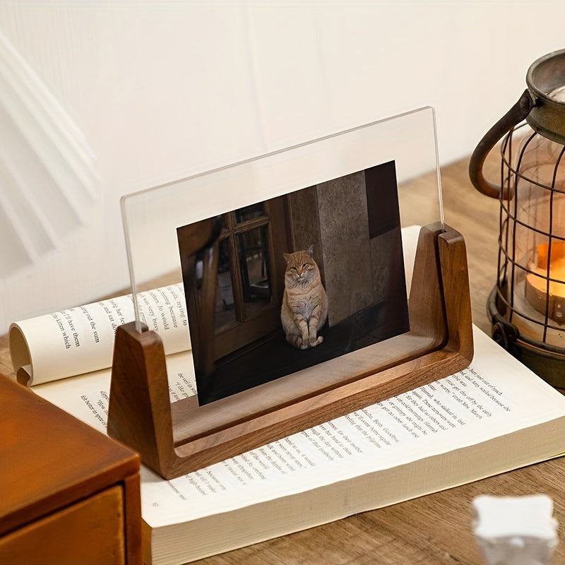 Acrylic & Wood Photo Frame, Modern Minimalist Desk Picture Display
