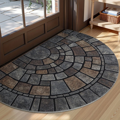 Half-Circle Mosaic Doormat, Non-Slip Indoor & Outdoor Entrance Mat, 45x75 60x90cm