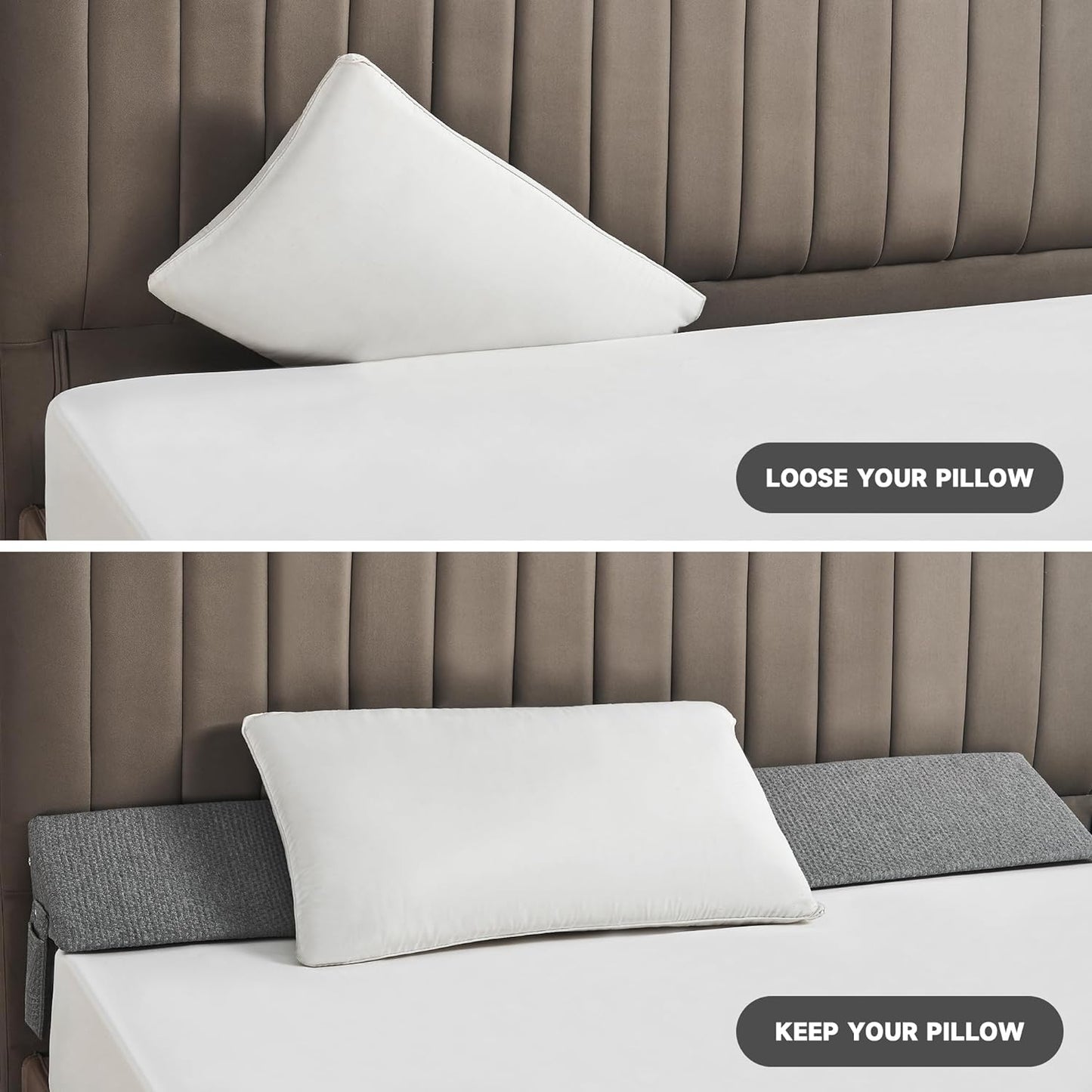 Bed Wedge Gap Filler, Headboard & Mattress Gap Pillow, Twin Full Queen King