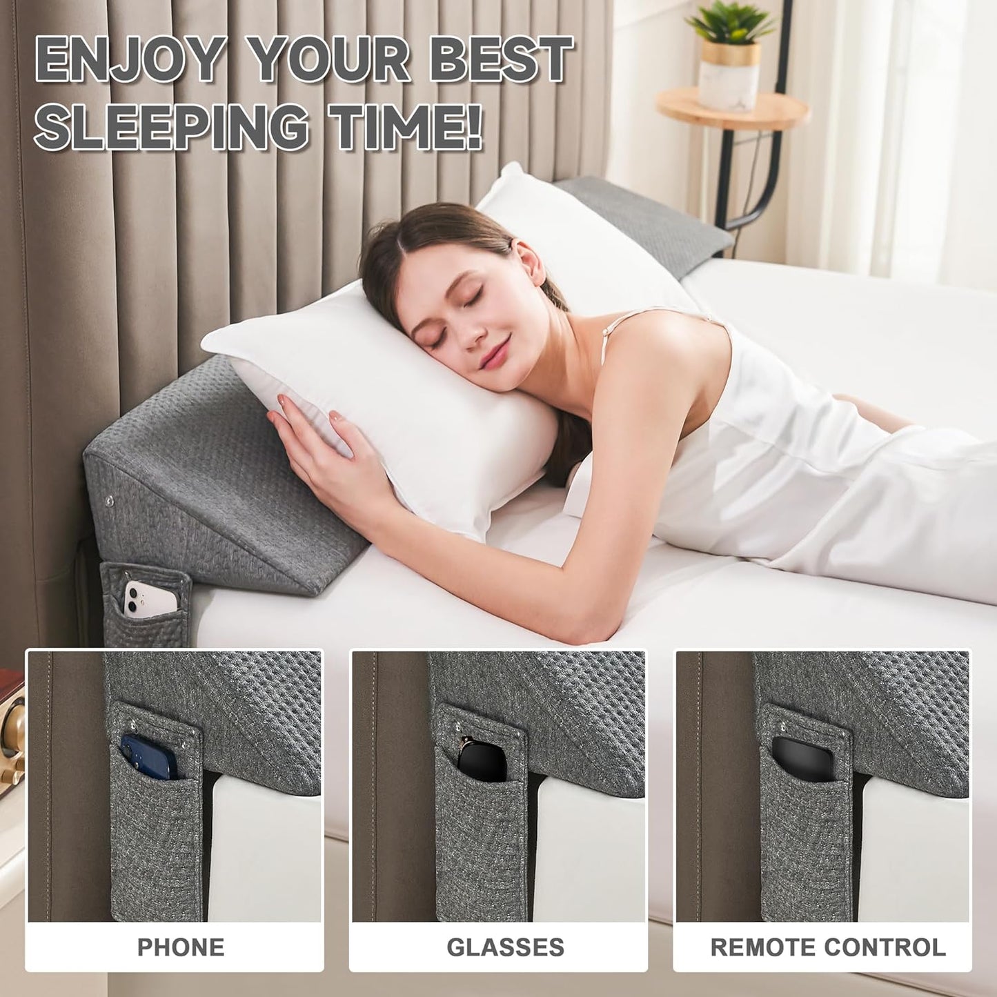 Bed Wedge Gap Filler, Headboard & Mattress Gap Pillow, Twin Full Queen King