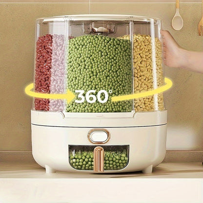 360° Rotating Airtight Cereal Dispenser, Large Grain & Food Storage Container