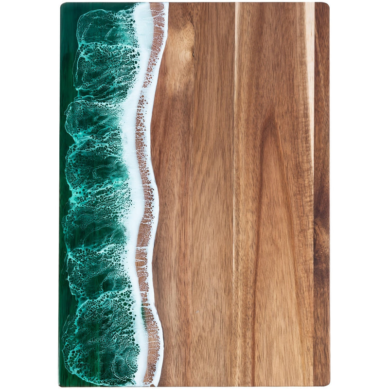 Resin & Acacia Wood Cutting Board, Ocean Wave Cheese & Serving Board