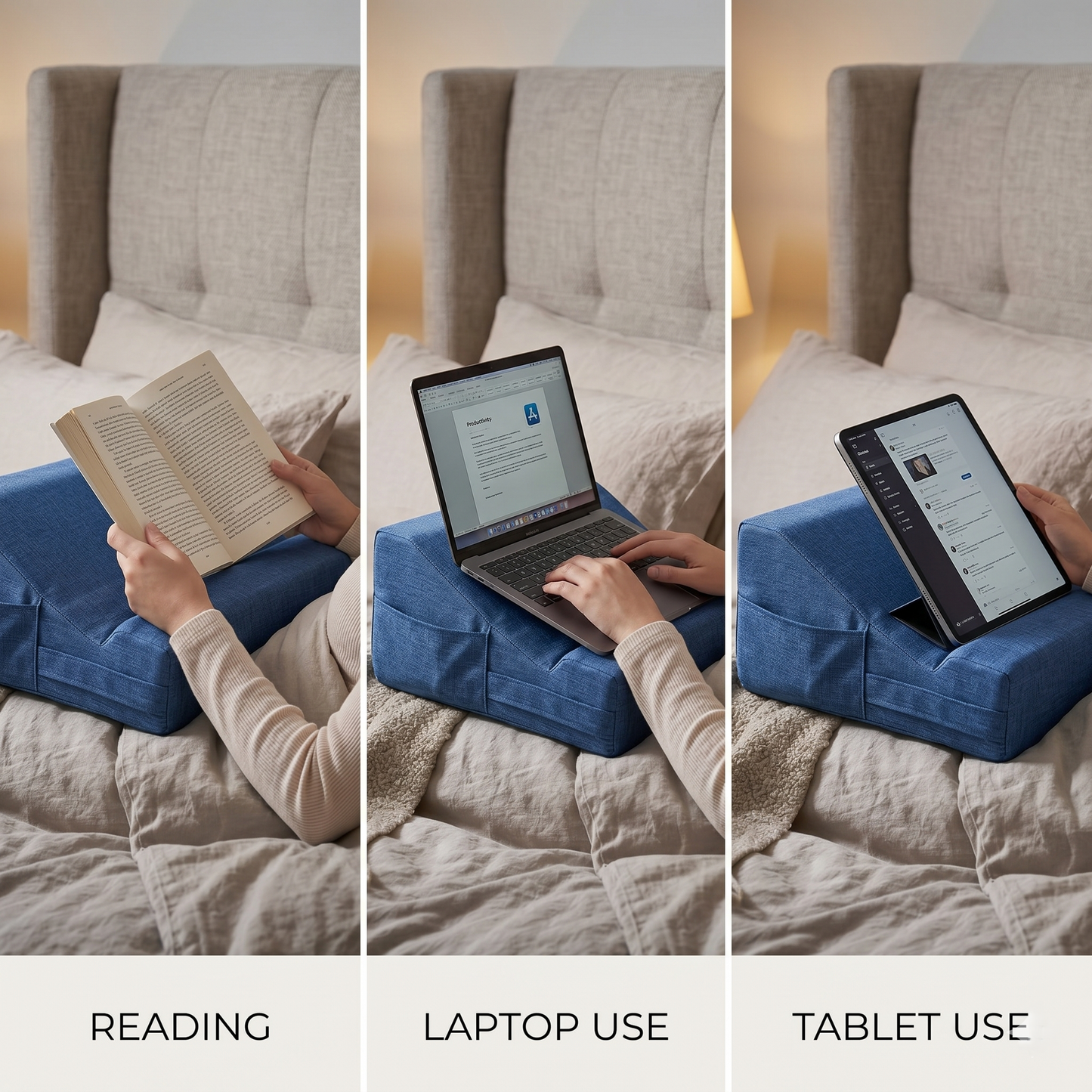 Adjustable Bed Support Pillow for Reading, Sit-Up Back Rest Cushion