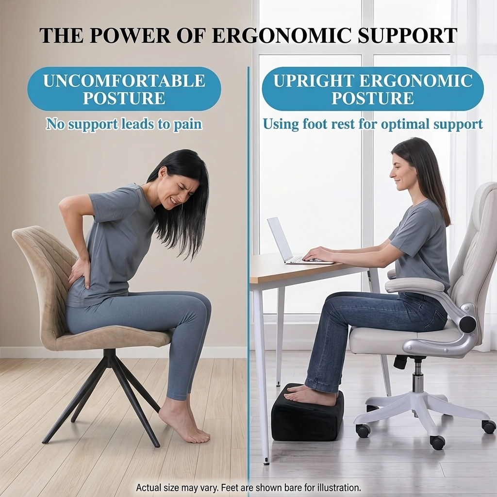 Adjustable Under-Desk Foot Rest for Office Posture, Ergonomic Footrest, 3 Heights