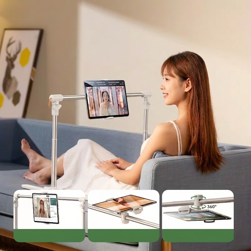 Adjustable Bed Tablet & Phone Holder Stand, Hands-Free Gooseneck Mount