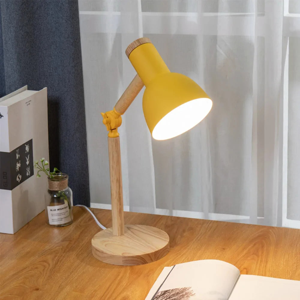 Nordic Wooden Desk Lamp, Adjustable Modern LED Table Light, 5 Colors