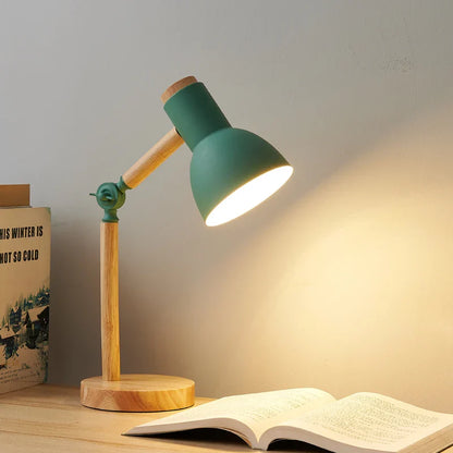 Nordic Wooden Desk Lamp, Adjustable Modern LED Table Light, 5 Colors