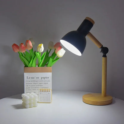 Nordic Wooden Desk Lamp, Adjustable Modern LED Table Light, 5 Colors