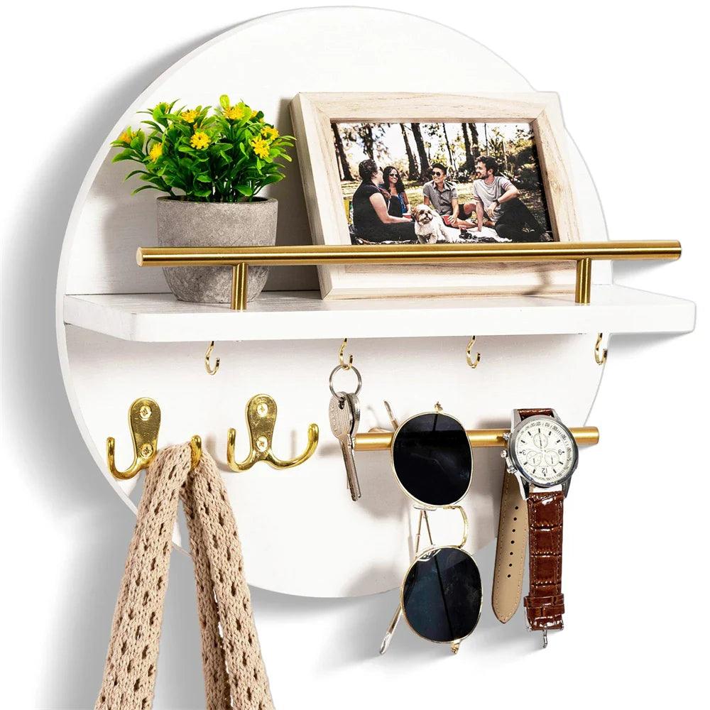 Wooden Wall Key Holder, Magnetic Entryway Key Organizer Rack, 6 Finishes