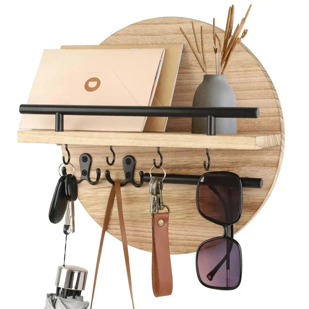 Wooden Wall Key Holder, Magnetic Entryway Key Organizer Rack, 6 Finishes