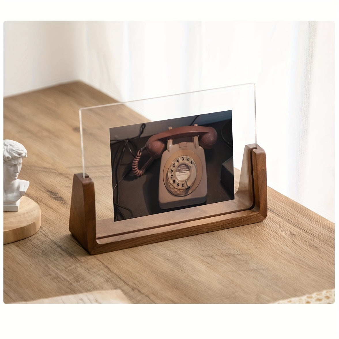 Acrylic & Wood Photo Frame, Modern Minimalist Desk Picture Display