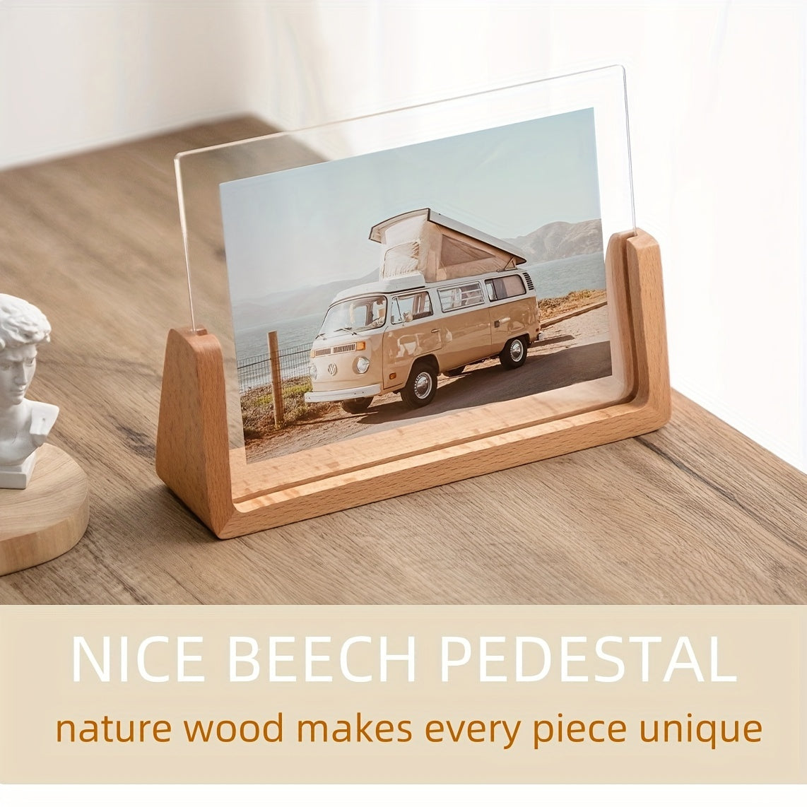Acrylic & Wood Photo Frame, Modern Minimalist Desk Picture Display