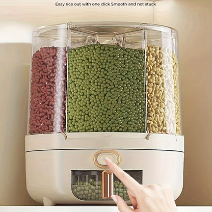 360° Rotating Airtight Cereal Dispenser, Large Grain & Food Storage Container