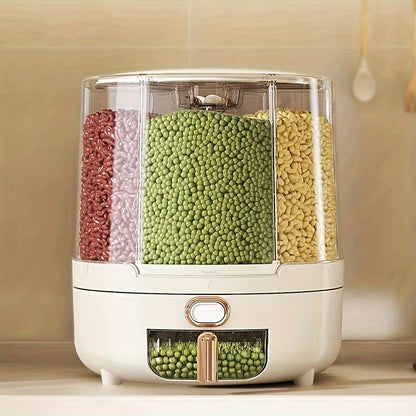 360° Rotating Airtight Cereal Dispenser, Large Grain & Food Storage Container