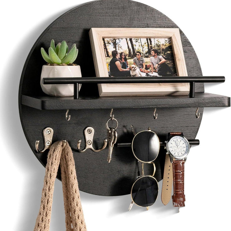 Wooden Wall Key Holder, Magnetic Entryway Key Organizer Rack, 6 Finishes