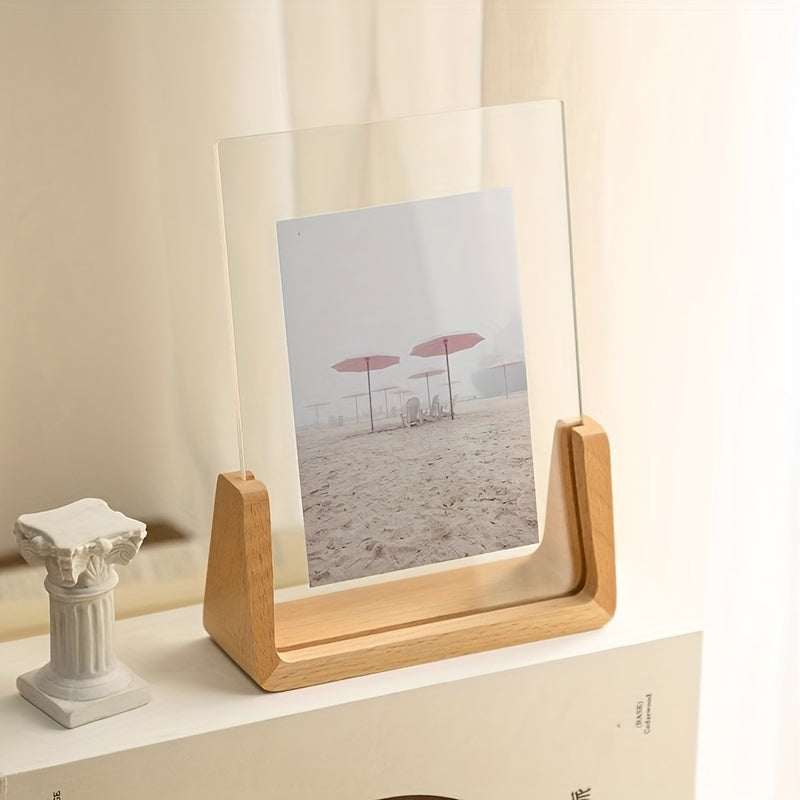 Acrylic & Wood Photo Frame, Modern Minimalist Desk Picture Display