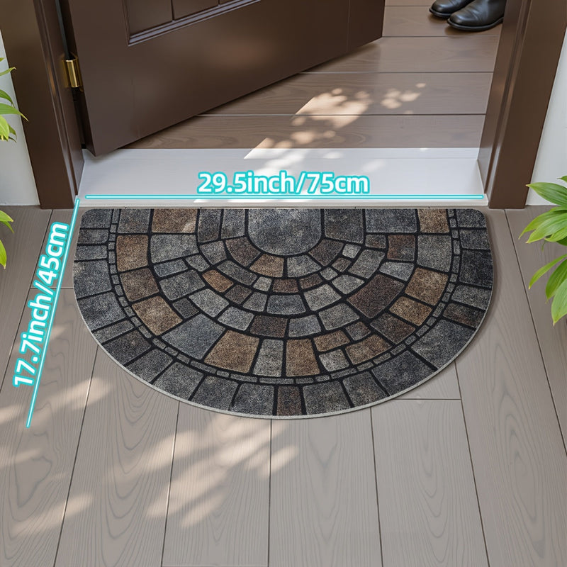 Half-Circle Mosaic Doormat, Non-Slip Indoor & Outdoor Entrance Mat, 45x75 60x90cm