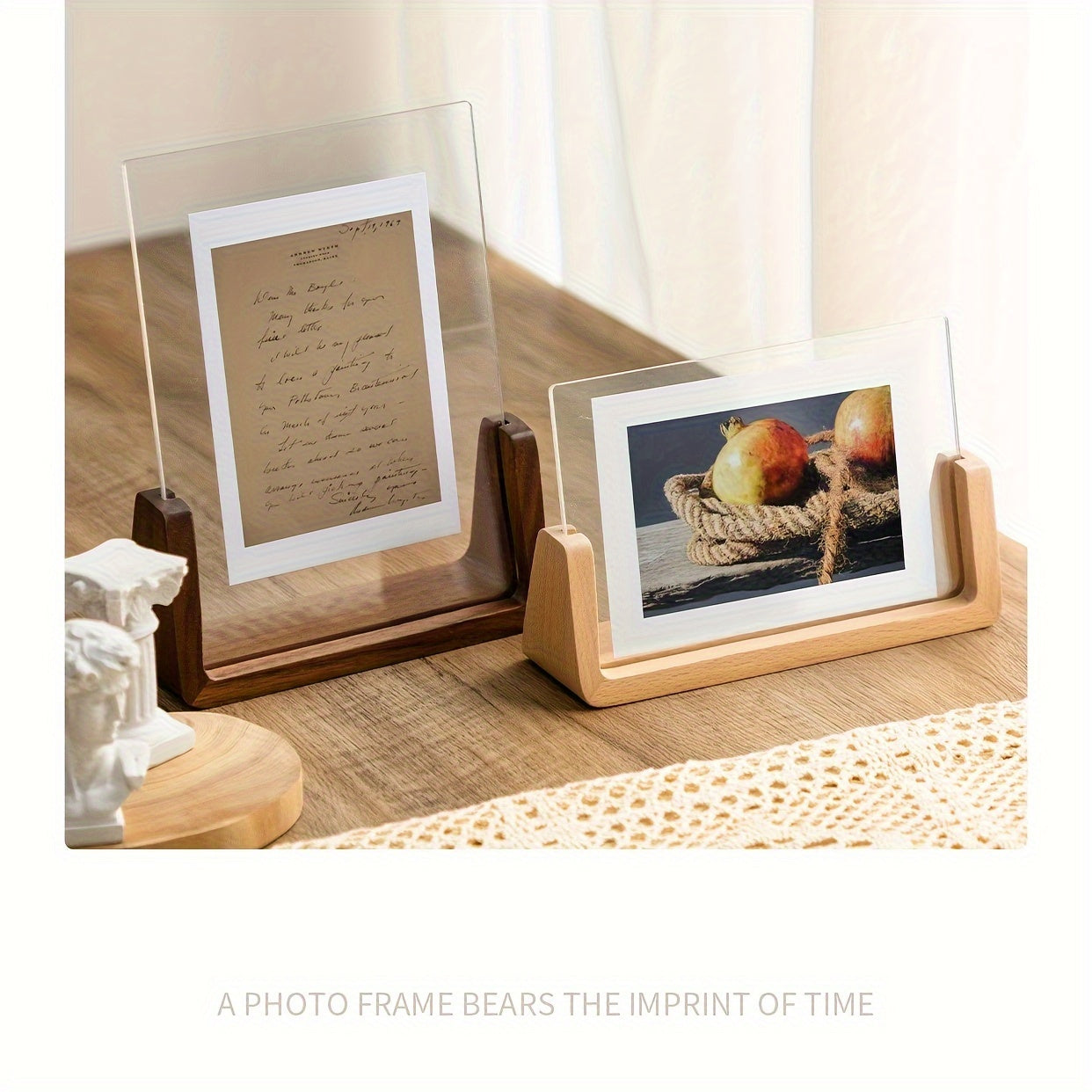 Acrylic & Wood Photo Frame, Modern Minimalist Desk Picture Display