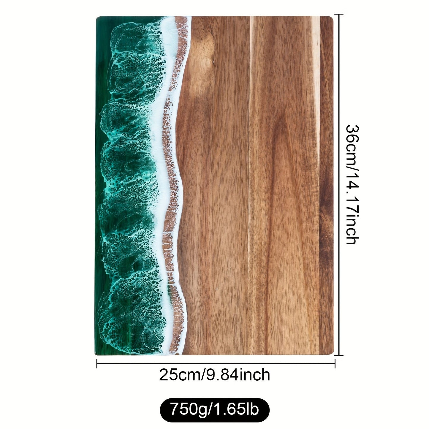 Resin & Acacia Wood Cutting Board, Ocean Wave Cheese & Serving Board