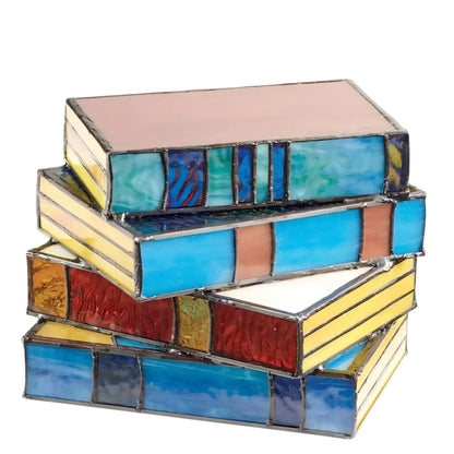 Stained Glass Book Lamp, Folding Acrylic Art Night Light, Decorative Table Lamp