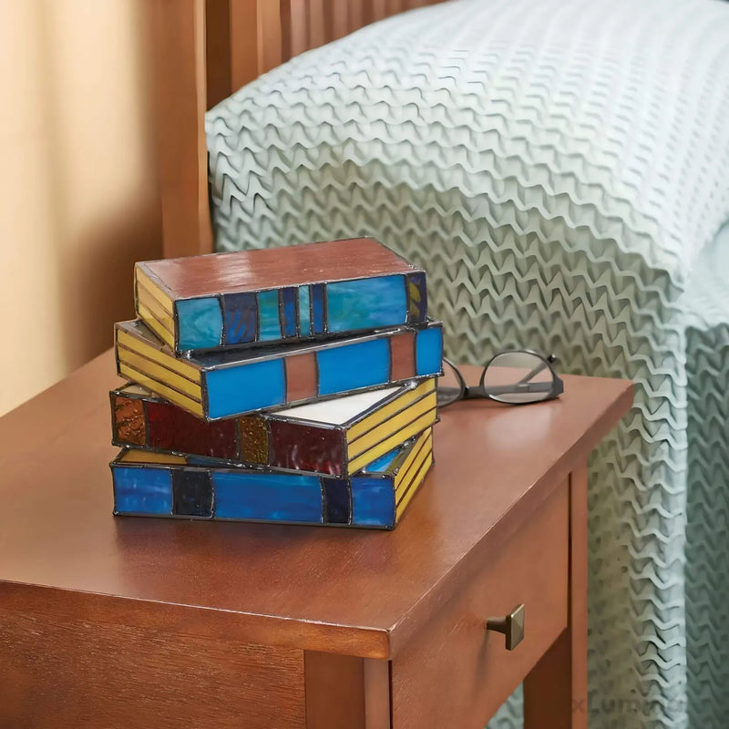 Stained Glass Book Lamp, Folding Acrylic Art Night Light, Decorative Table Lamp