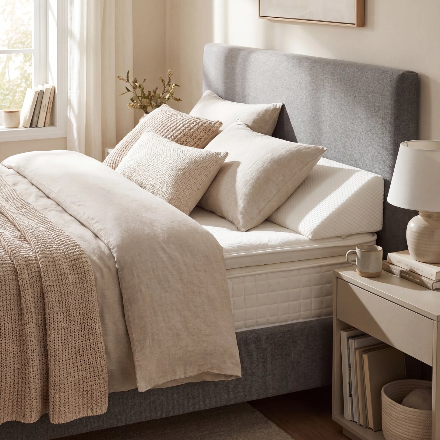 Bed Gap Filler Wedge Pillow lifestyle 4K