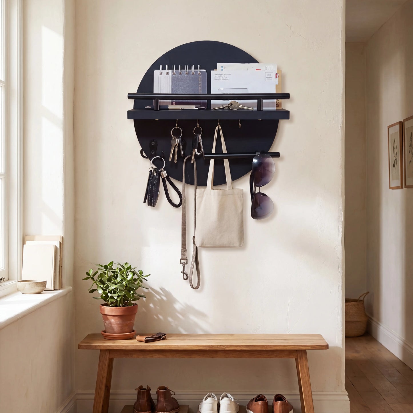 Round Wooden Key Holder