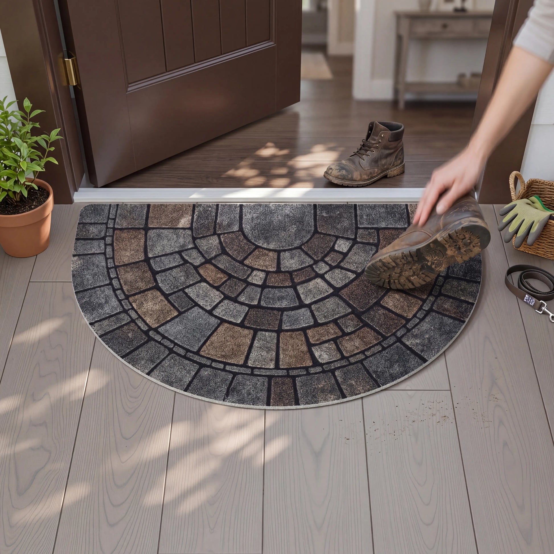 Half-Circle Mosaic Door Mat