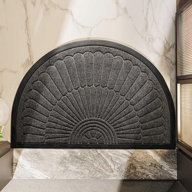 Semi-Circular Rubber Door Mat, Non-Slip Washable Entryway Mat, 50x80 60x90cm