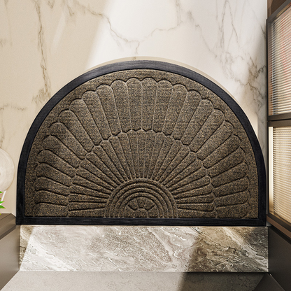 Semi-Circular Rubber Door Mat, Non-Slip Washable Entryway Mat, 50x80 60x90cm