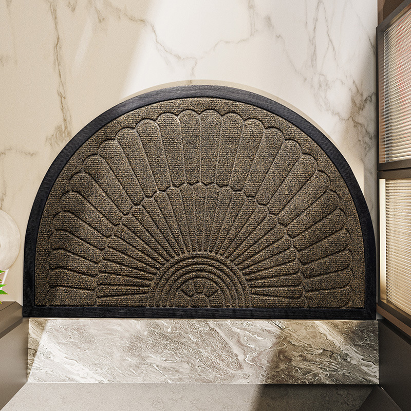Semi-Circular Rubber Door Mat, Non-Slip Washable Entryway Mat, 50x80 60x90cm