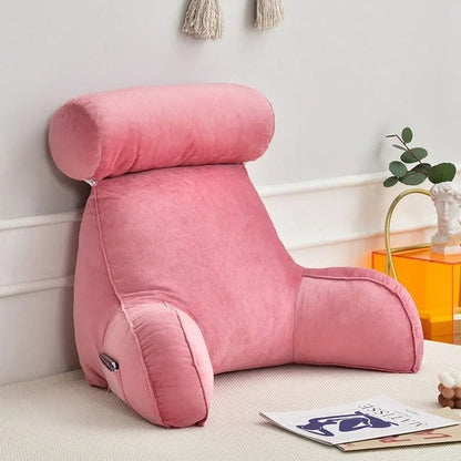 Reading Backrest Pillow with Arms & Adjustable Headrest, Sit-Up Bed Rest Support
