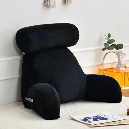 Reading Backrest Pillow with Arms & Adjustable Headrest, Sit-Up Bed Rest Support