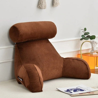 Reading Backrest Pillow with Arms & Adjustable Headrest, Sit-Up Bed Rest Support